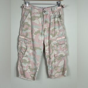 Vtg Da-Nang Cargo y2k shorts low rise camo silk cotton Size Small